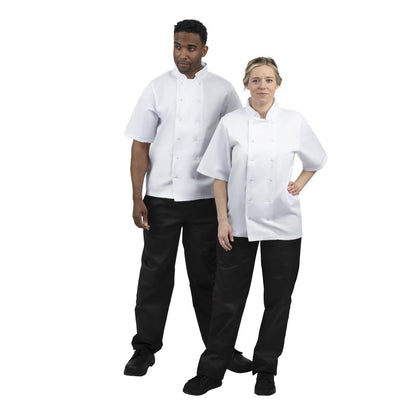 Whites Boston Short Sleeve Unisex Chefs Jacket White XXL • PAS-B250-XXL