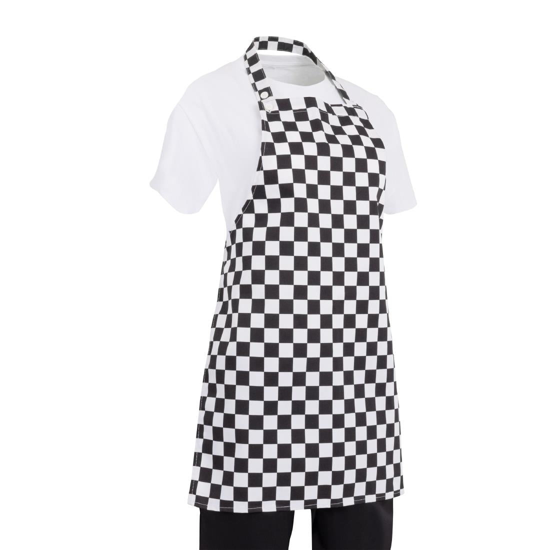 Whites Childrens Bib Apron Big Black and White Check • PAS-B357