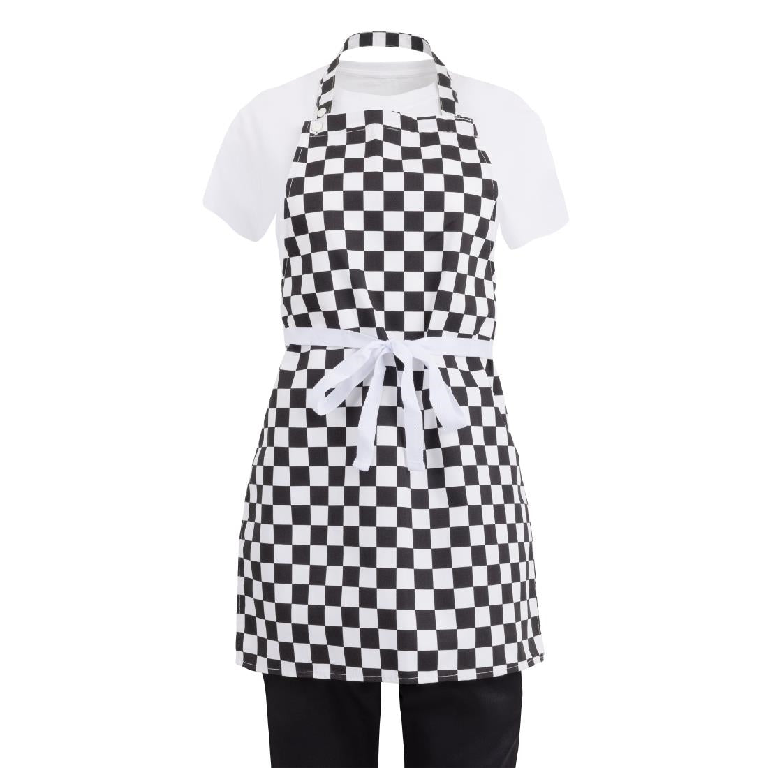 Whites Childrens Bib Apron Big Black and White Check • PAS-B357