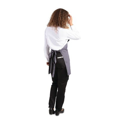 Whites V Neck Service Bib Apron Charcoal • PAS-B422