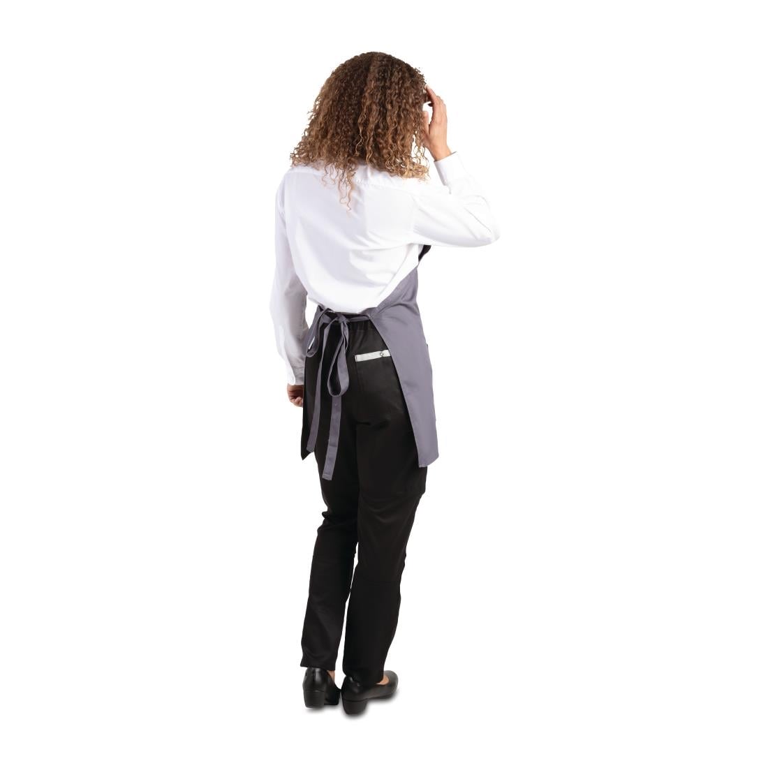 Whites V Neck Service Bib Apron Charcoal • PAS-B422