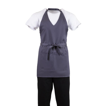 Whites V Neck Service Bib Apron Charcoal • PAS-B422