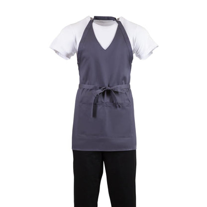 Whites V Neck Service Bib Apron Charcoal • PAS-B422
