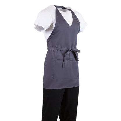 Whites V Neck Service Bib Apron Charcoal • PAS-B422