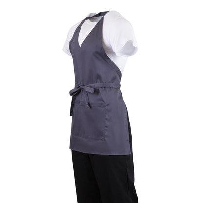 Whites V Neck Service Bib Apron Charcoal • PAS-B422