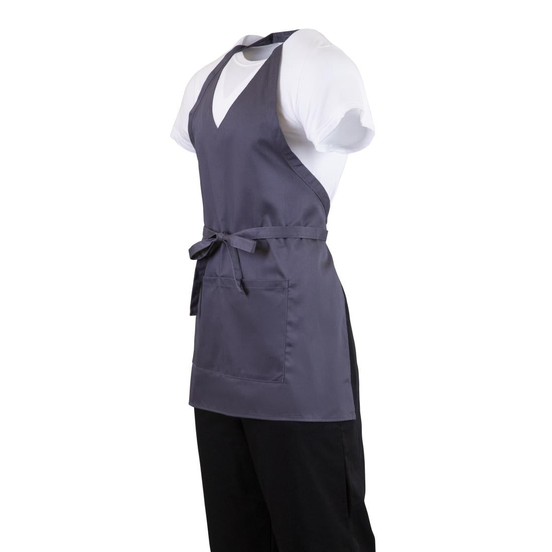 Whites V Neck Service Bib Apron Charcoal • PAS-B422