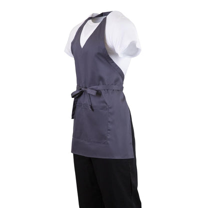 Whites V Neck Service Bib Apron Charcoal • PAS-B422