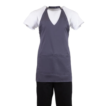 Whites V Neck Service Bib Apron Charcoal • PAS-B422