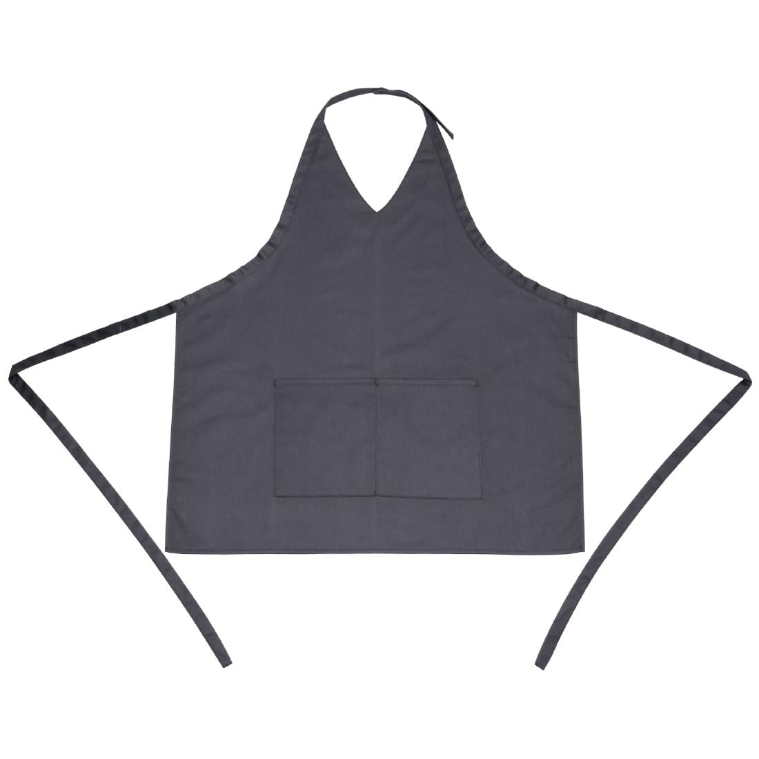 Whites V Neck Service Bib Apron Charcoal • PAS-B422