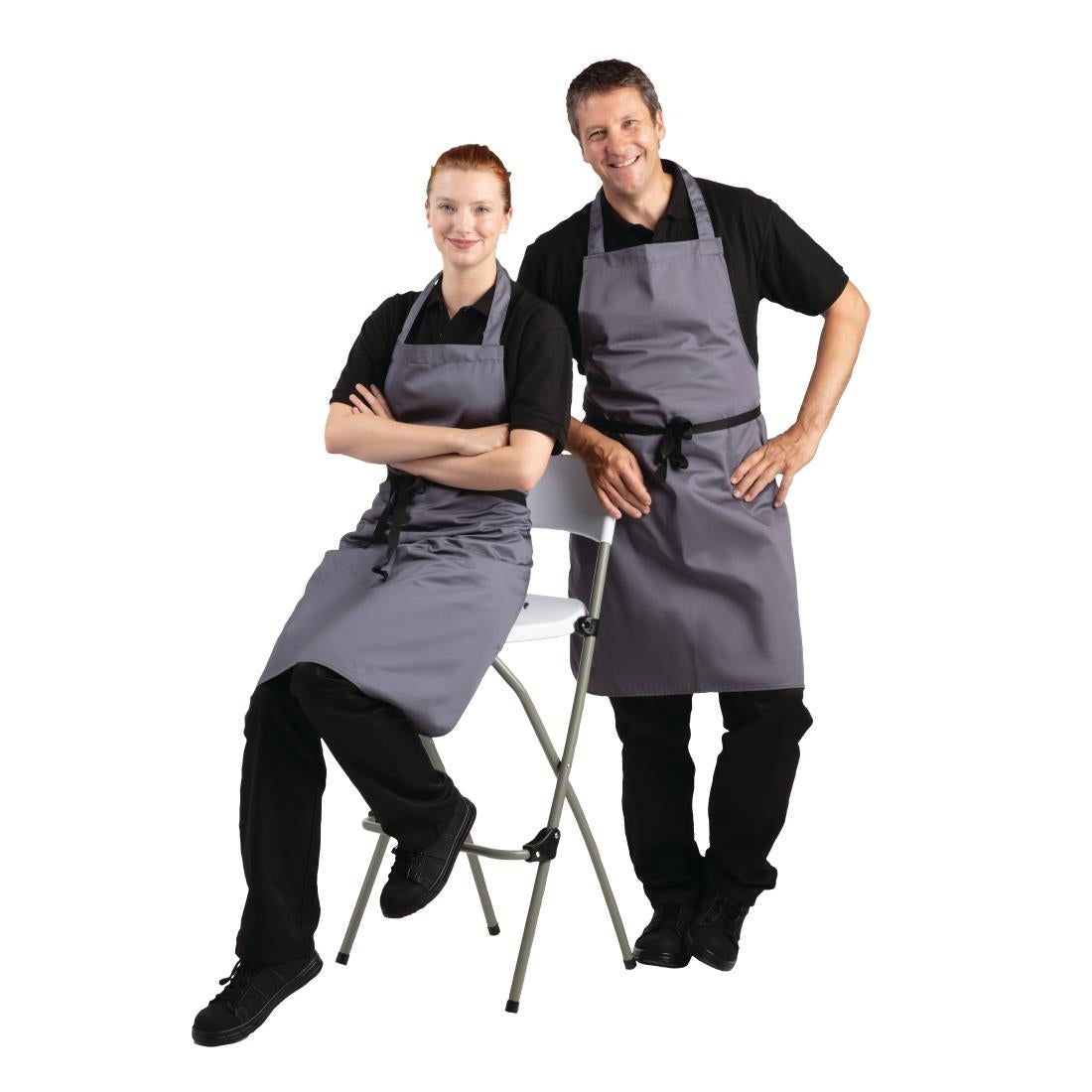 Whites Polycotton Bib Apron Charcoal • PAS-B426