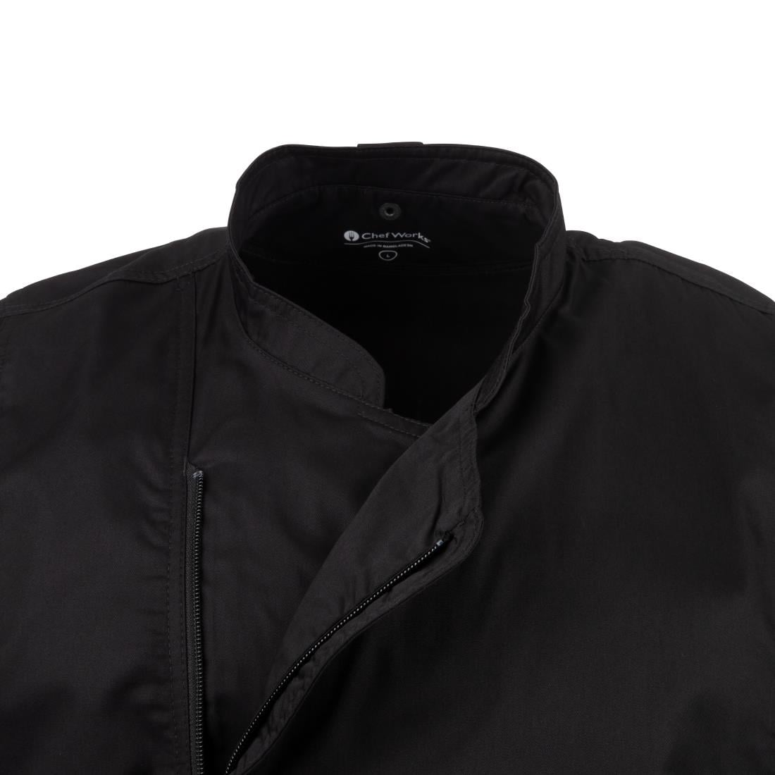 Chef Works Springfield Zipper Mens Chef Jacket Black XL • PAS-B472-XL