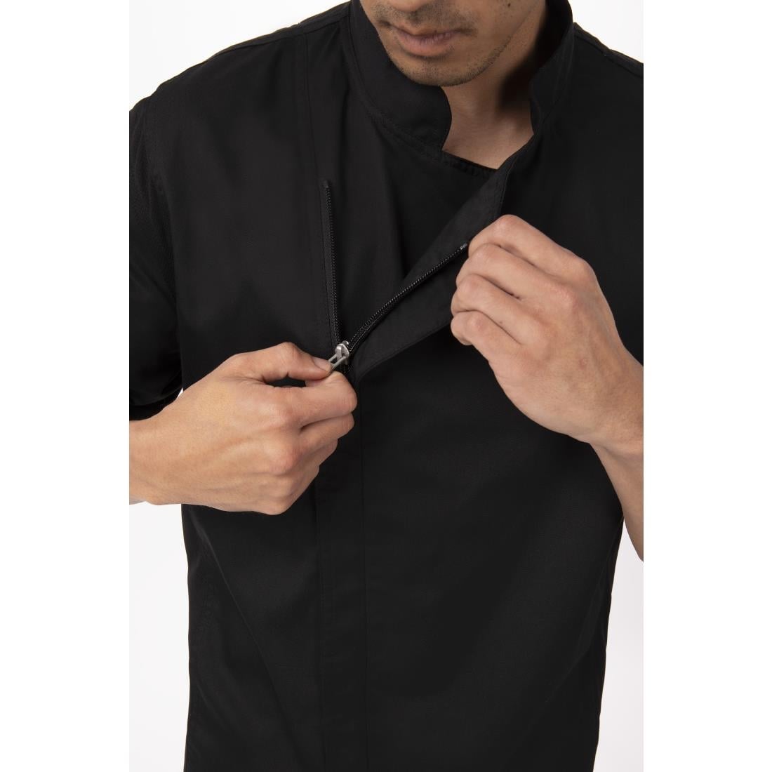Chef Works Springfield Zipper Mens Chef Jacket Black XL • PAS-B472-XL