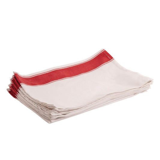 Olympia Gastro Napkins with Red Border (500(W) x 350(L)mm. 20 x 14". Pack Quantity: 10) • PAS-B477
