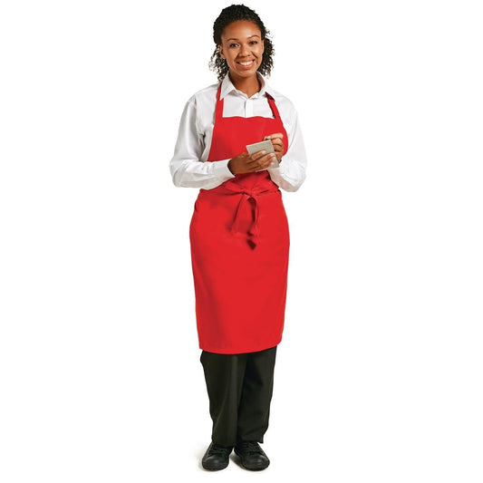 Le Chef Polycotton Bib Apron Red • PAS-B900