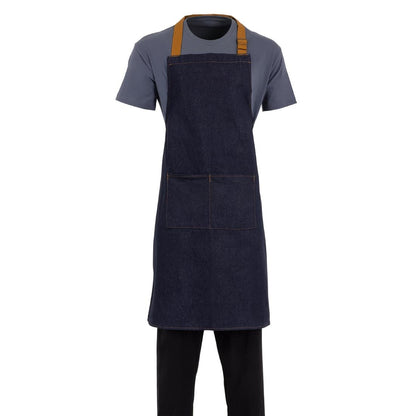 Southside Bib Apron Denim Blue with Tan Ties • PAS-B980