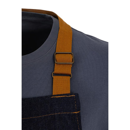 Southside Bib Apron Denim Blue with Tan Ties • PAS-B980