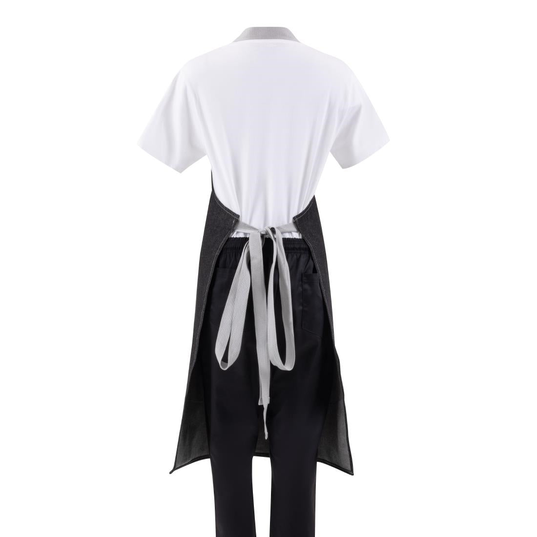 Southside Bib Apron Denim Black with Grey Ties • PAS-B981