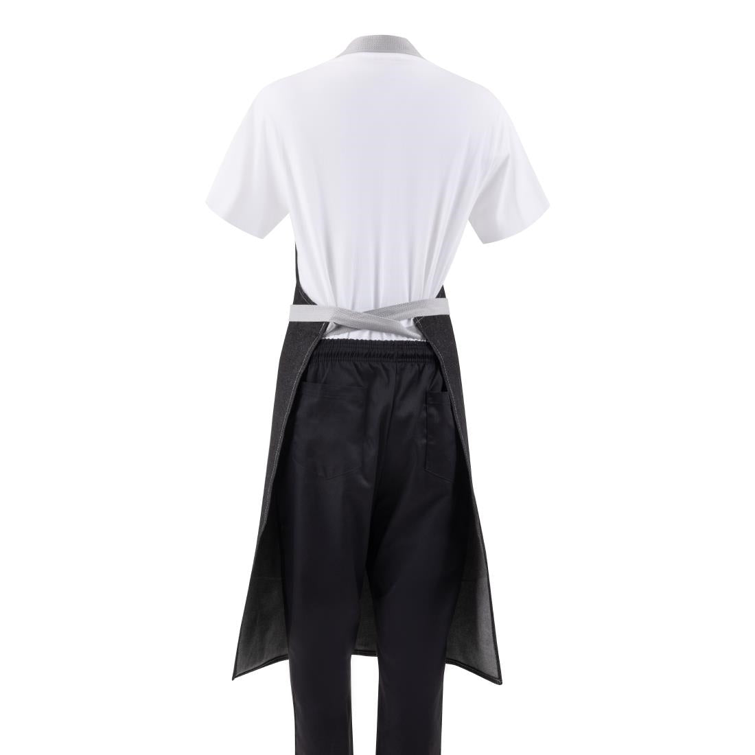 Southside Bib Apron Denim Black with Grey Ties • PAS-B981
