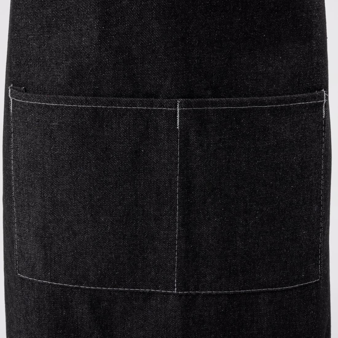 Southside Bib Apron Denim Black with Grey Ties • PAS-B981