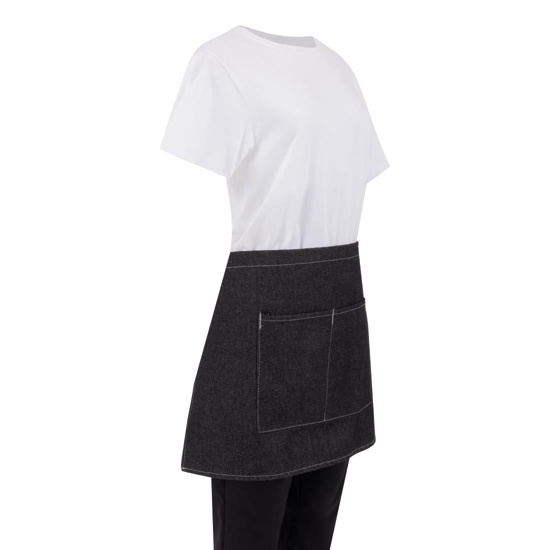 Southside Waist Apron Denim Black with Grey Ties • PAS-B995