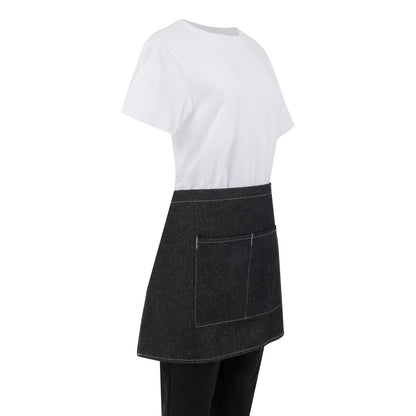 Southside Waist Apron Denim Black with Grey Ties • PAS-B995