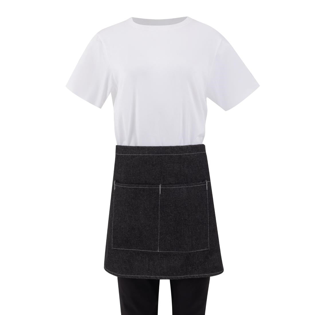 Southside Waist Apron Denim Black with Grey Ties • PAS-B995