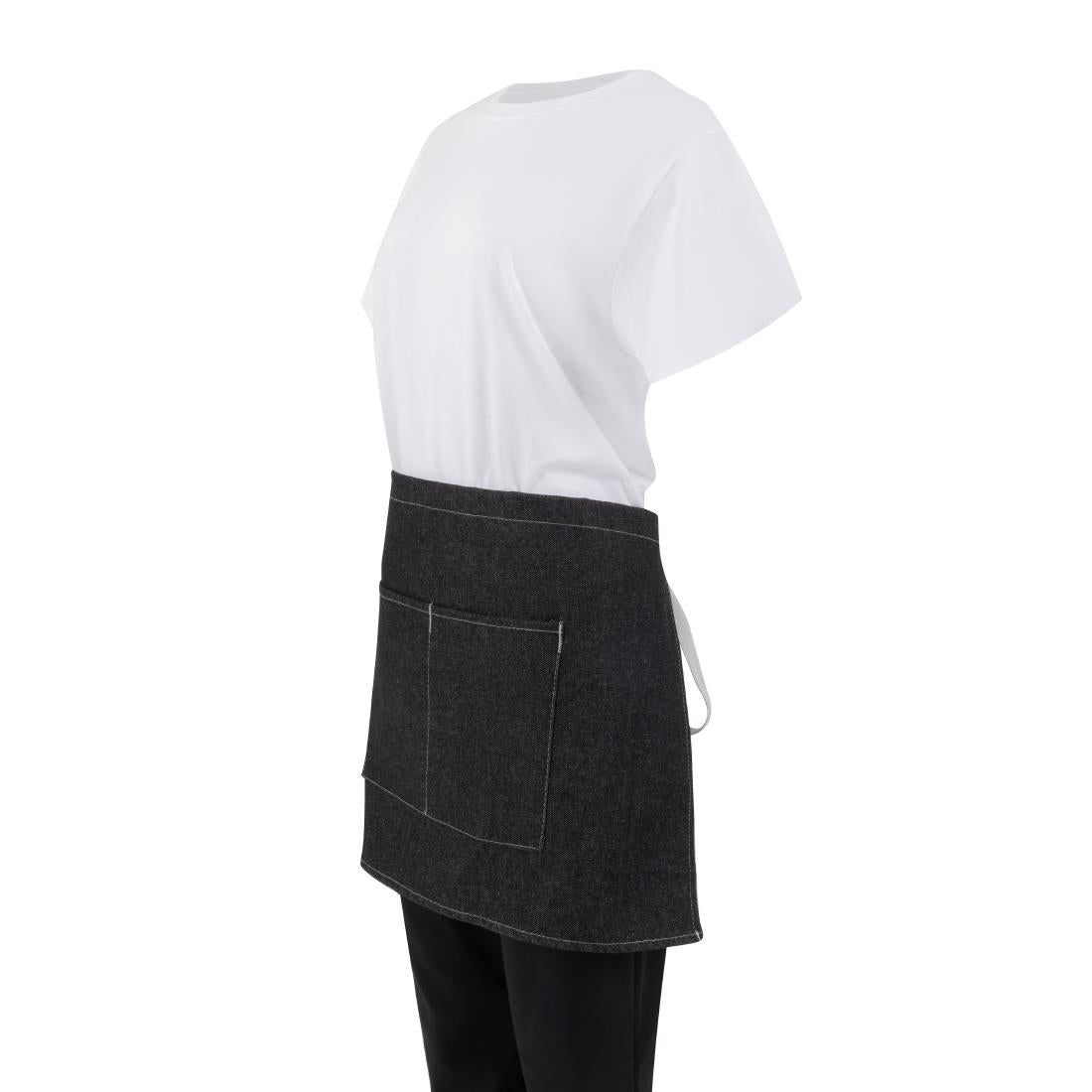 Southside Waist Apron Denim Black with Grey Ties • PAS-B995