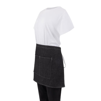 Southside Waist Apron Denim Black with Grey Ties • PAS-B995