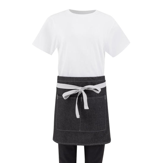 Southside Waist Apron Denim Black with Grey Ties • PAS-B995