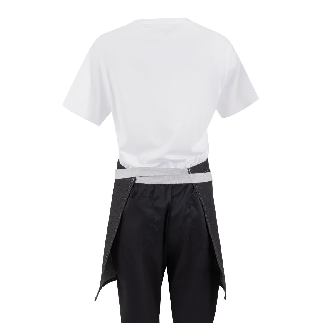 Southside Waist Apron Denim Black with Grey Ties • PAS-B995