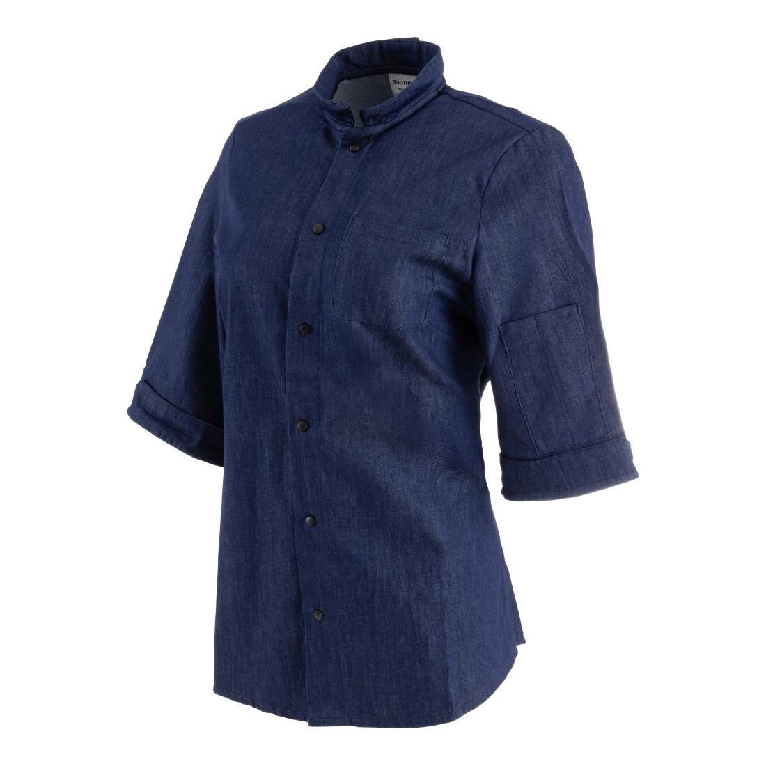Southside NY Queens Womens Denim Lightweight Chefs Shirt Size L • PAS-BA003-L