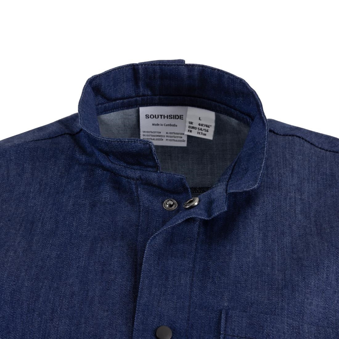 Southside NY Queens Womens Denim Lightweight Chefs Shirt Size L • PAS-BA003-L