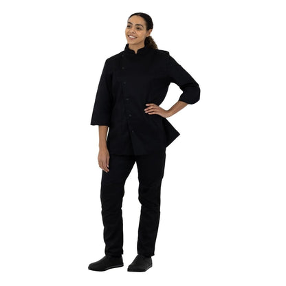 Whites Ladies Fitted Chef Jacket Black Size M • PAS-BA110-M