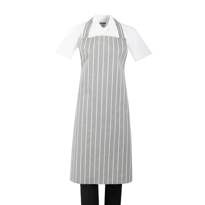 Whites Bib Apron Grey/White Butchers Stripe • PAS-BA111