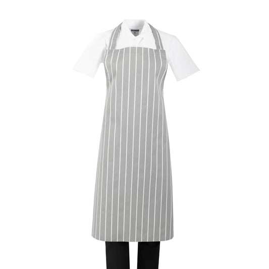 Whites Bib Apron Grey/White Butchers Stripe • PAS-BA111
