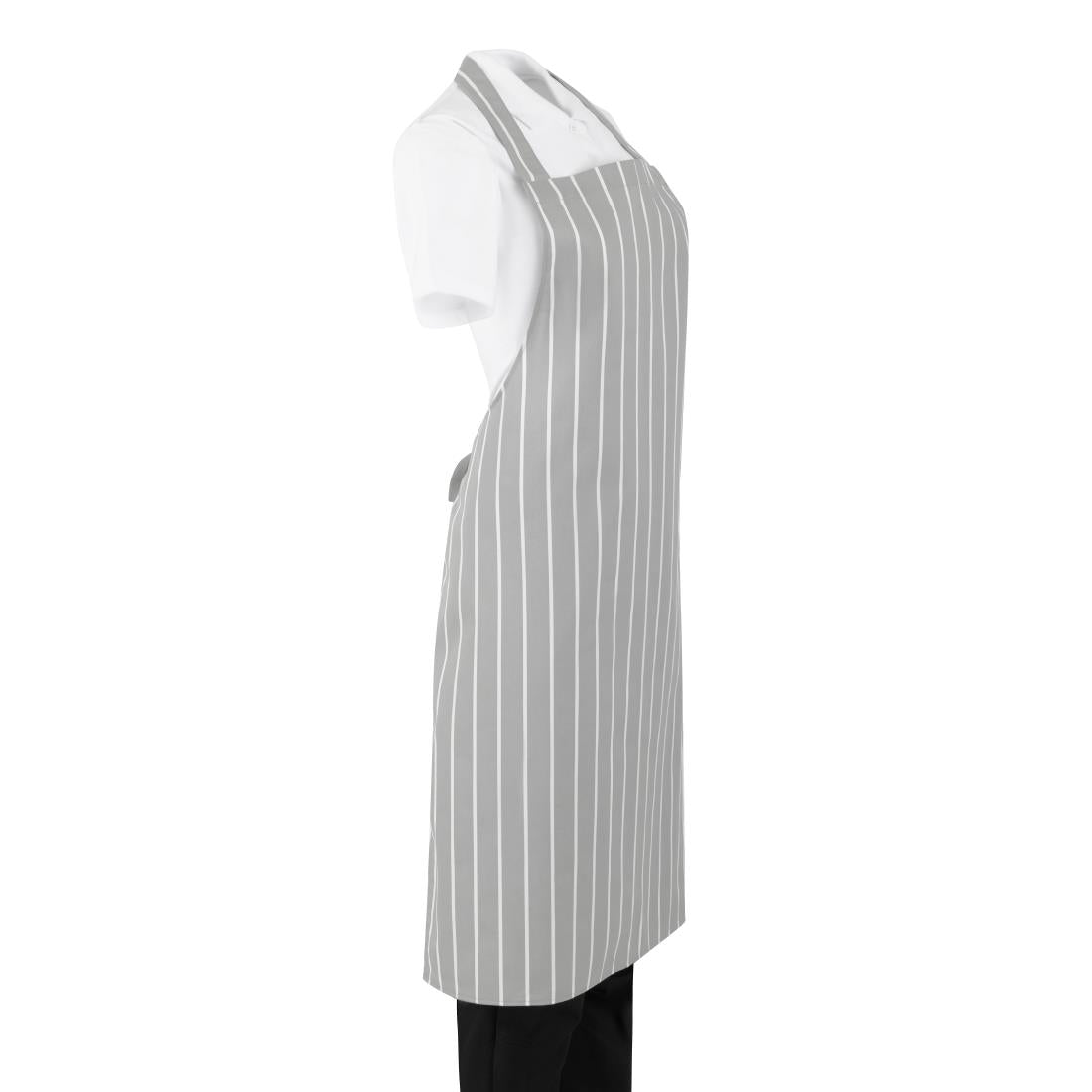 Whites Bib Apron Grey/White Butchers Stripe • PAS-BA111
