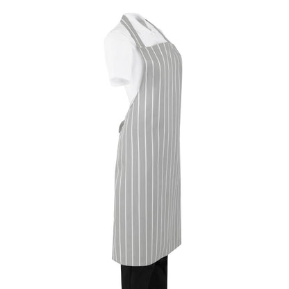Whites Bib Apron Grey/White Butchers Stripe • PAS-BA111
