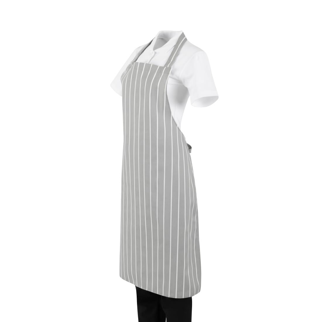 Whites Bib Apron Grey/White Butchers Stripe • PAS-BA111