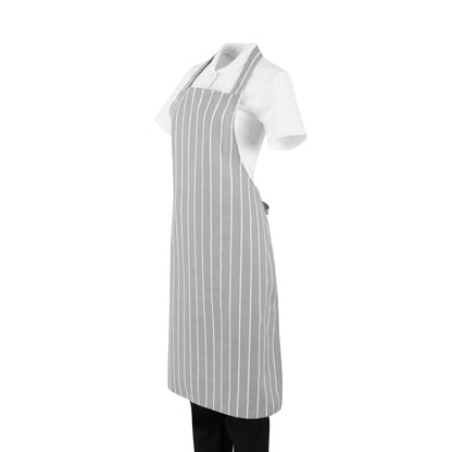 Whites Bib Apron Grey/White Butchers Stripe • PAS-BA111