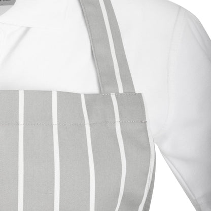 Whites Bib Apron Grey/White Butchers Stripe • PAS-BA111