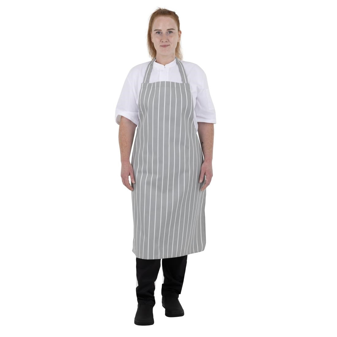 Whites Bib Apron Grey/White Butchers Stripe • PAS-BA111