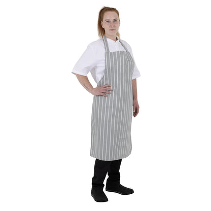 Whites Bib Apron Grey/White Butchers Stripe • PAS-BA111