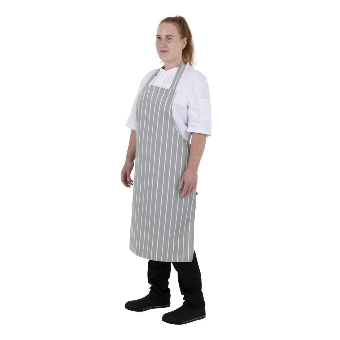 Whites Bib Apron Grey/White Butchers Stripe • PAS-BA111