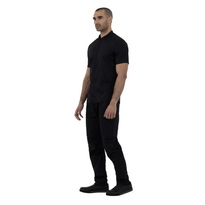 Southside Harlem Short Sleeve Zipper Chef Jacket Black Size M • PAS-BA115-M