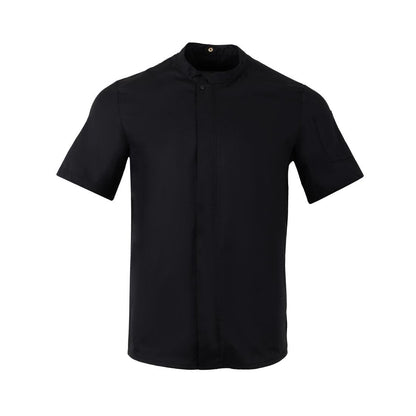 Southside Harlem Short Sleeve Zipper Chef Jacket Black Size S • PAS-BA115-S