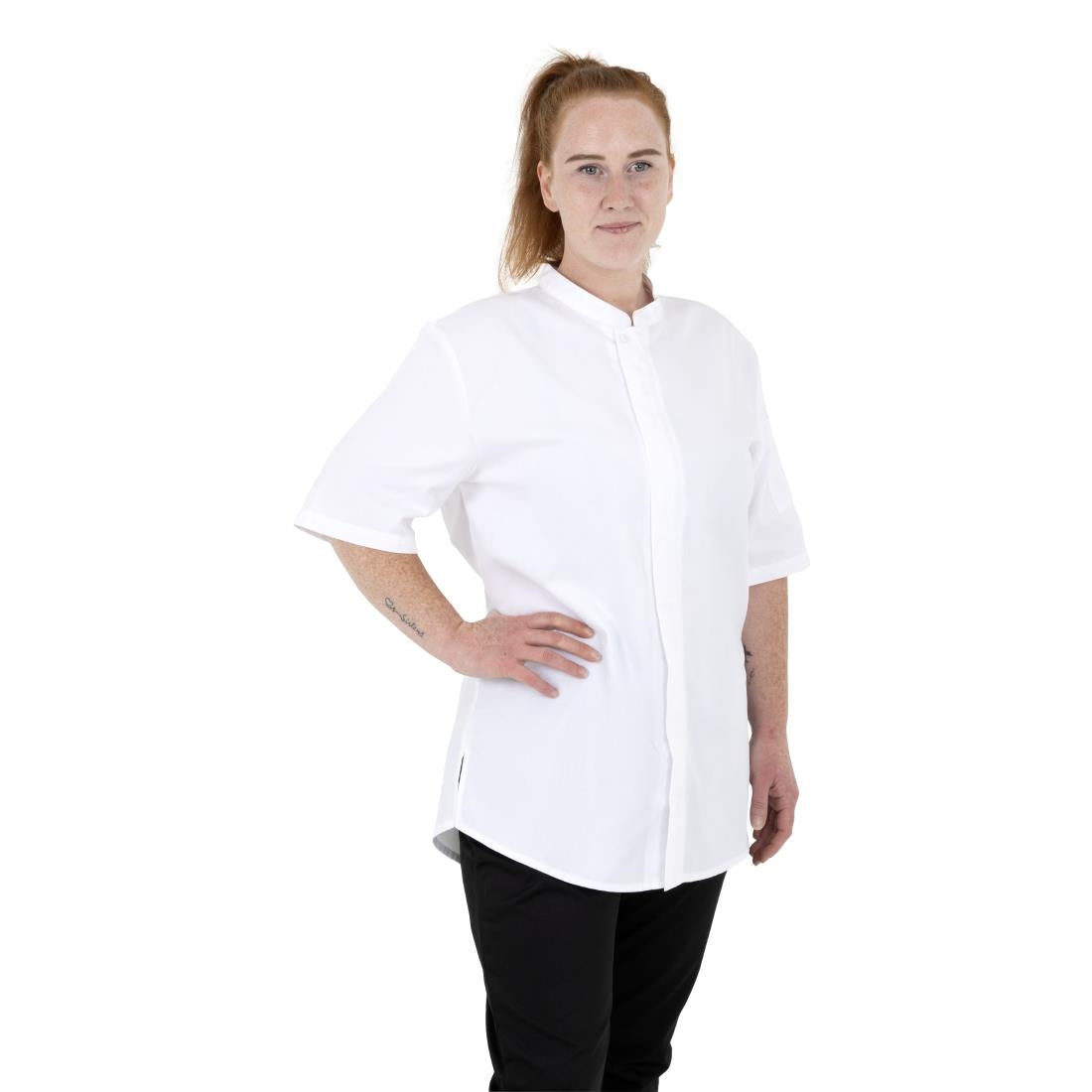 Southside Harlem Zipper Chefs Jacket White Short Sleeve Mesh Size M • PAS-BA116-M