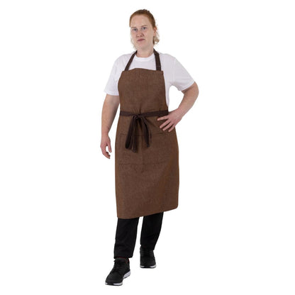 Southside Bib Apron Denim Tan with Brown Ties • PAS-BA119