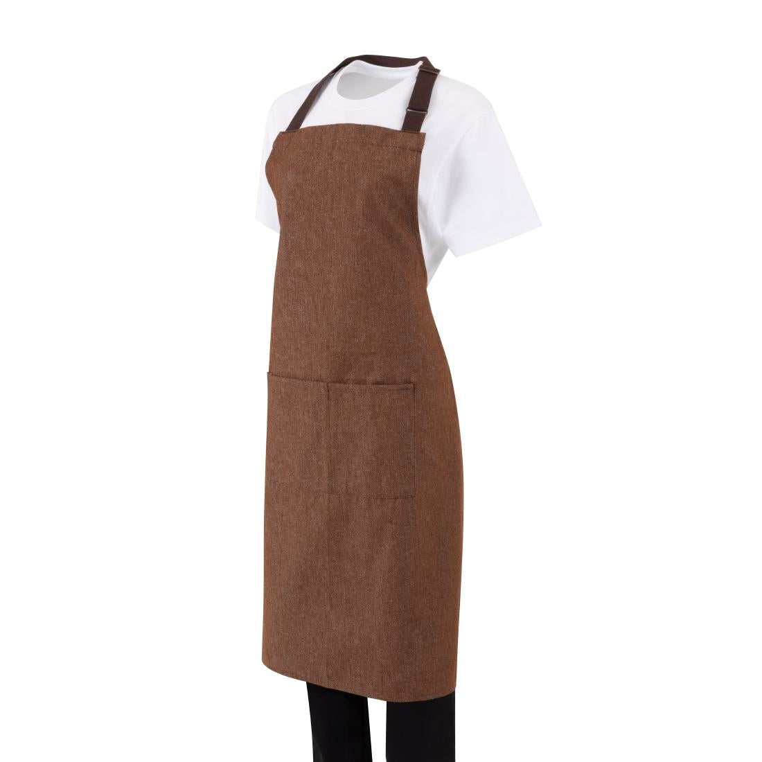 Southside Bib Apron Denim Tan with Brown Ties • PAS-BA119