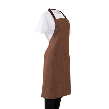 Southside Bib Apron Denim Tan with Brown Ties • PAS-BA119