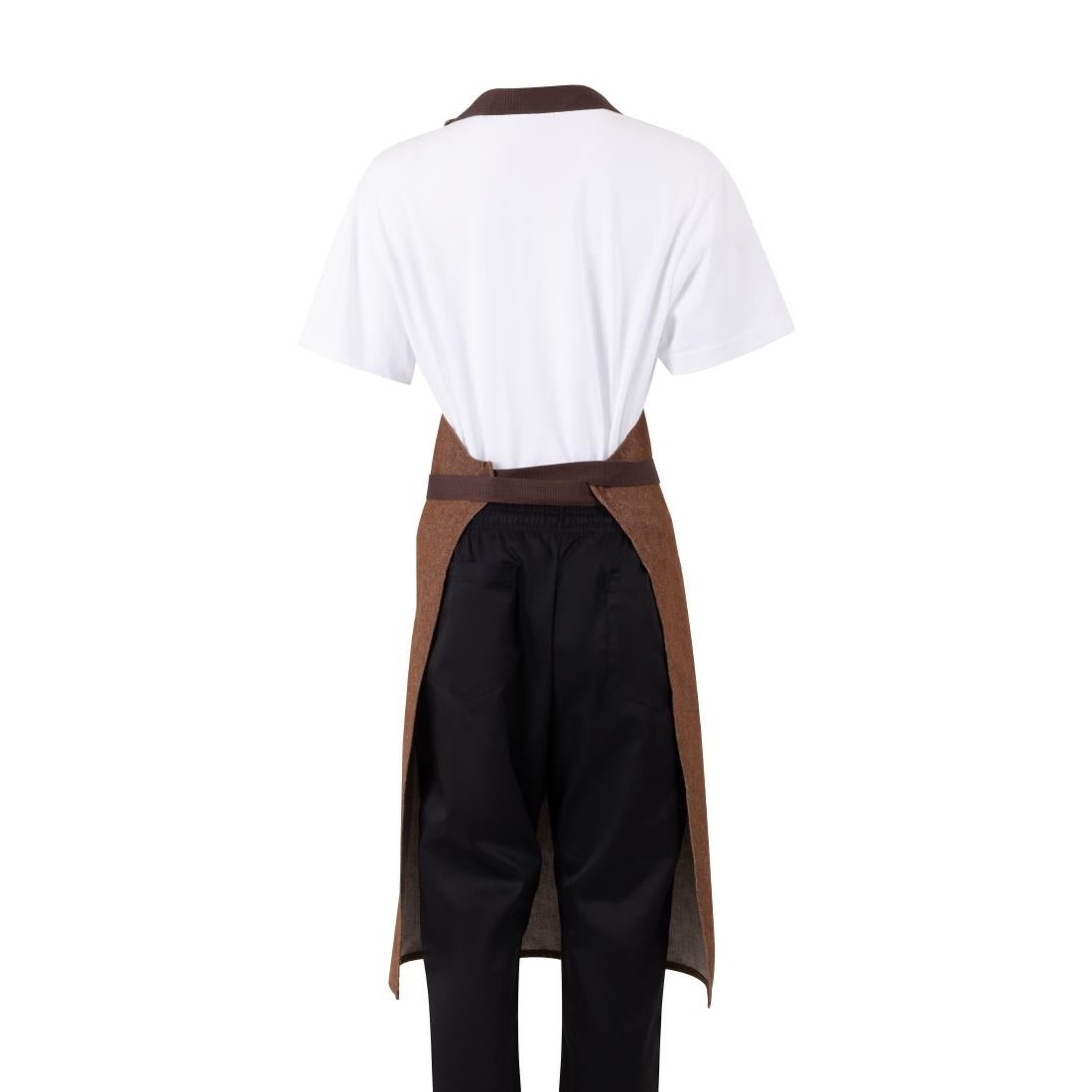 Southside Bib Apron Denim Tan with Brown Ties • PAS-BA119